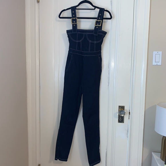 WeWoreWhat Denim Bustier Overalls Jumpsuit - Picture 7 of 8